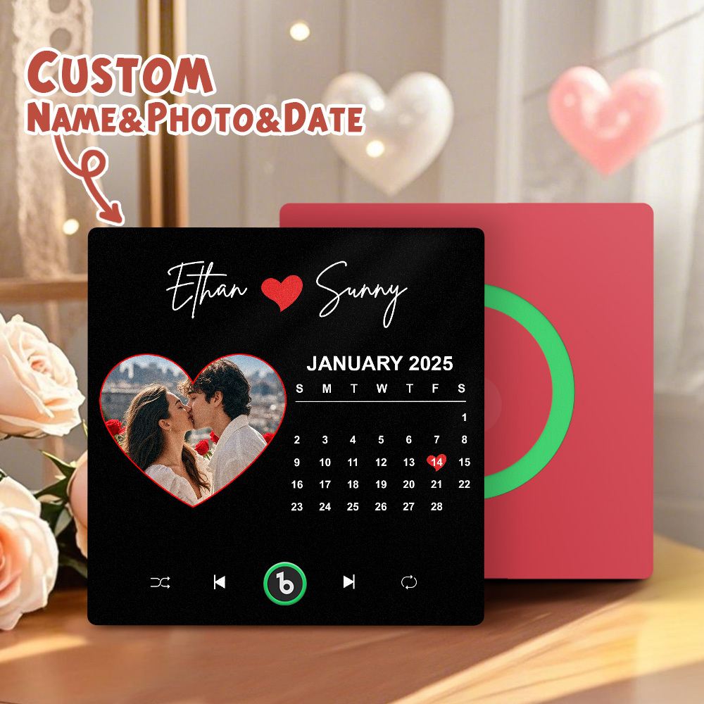 Personalized Photo Love Heart Calendar Music Fridge Magnet Anniversary Gift Custom Music Magnets Can Play Songs