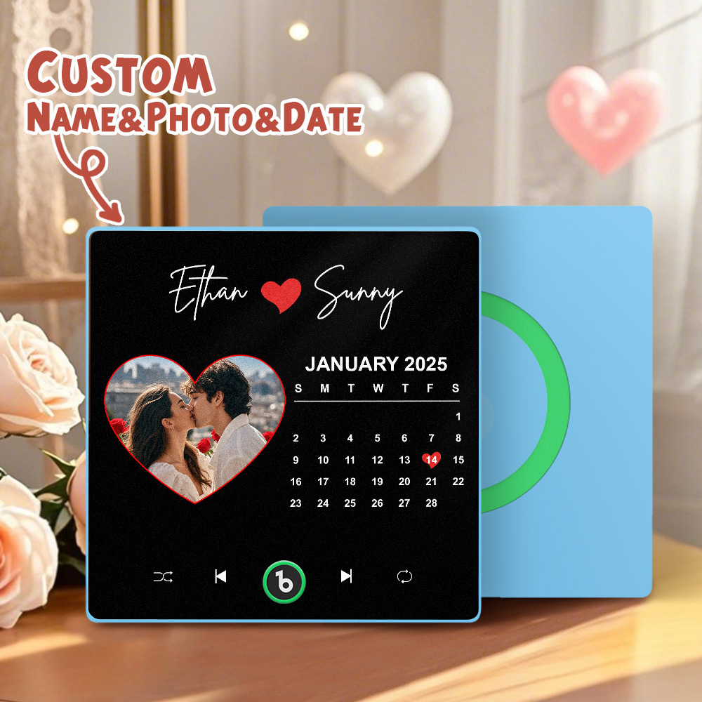 Personalized Photo Love Heart Calendar Music Fridge Magnet Anniversary Gift Custom Music Magnets Can Play Songs