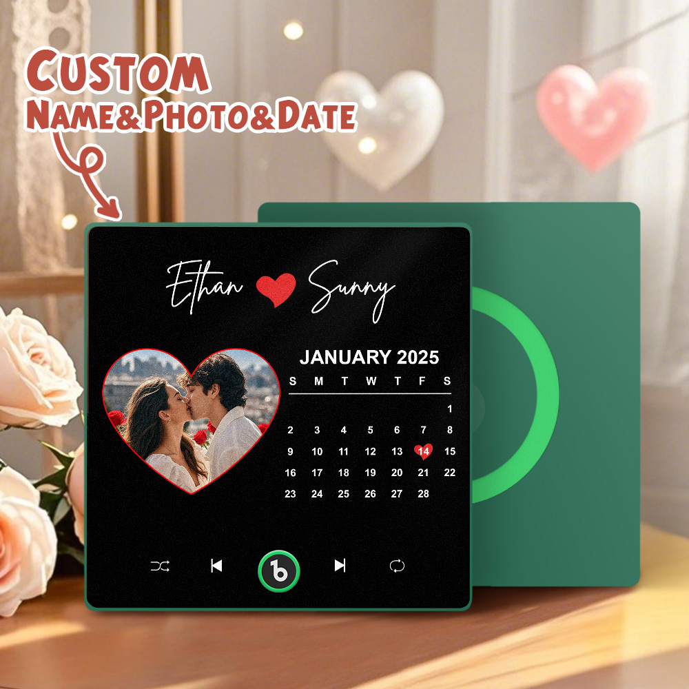 Personalized Photo Love Heart Calendar Music Fridge Magnet Anniversary Gift Custom Music Magnets Can Play Songs