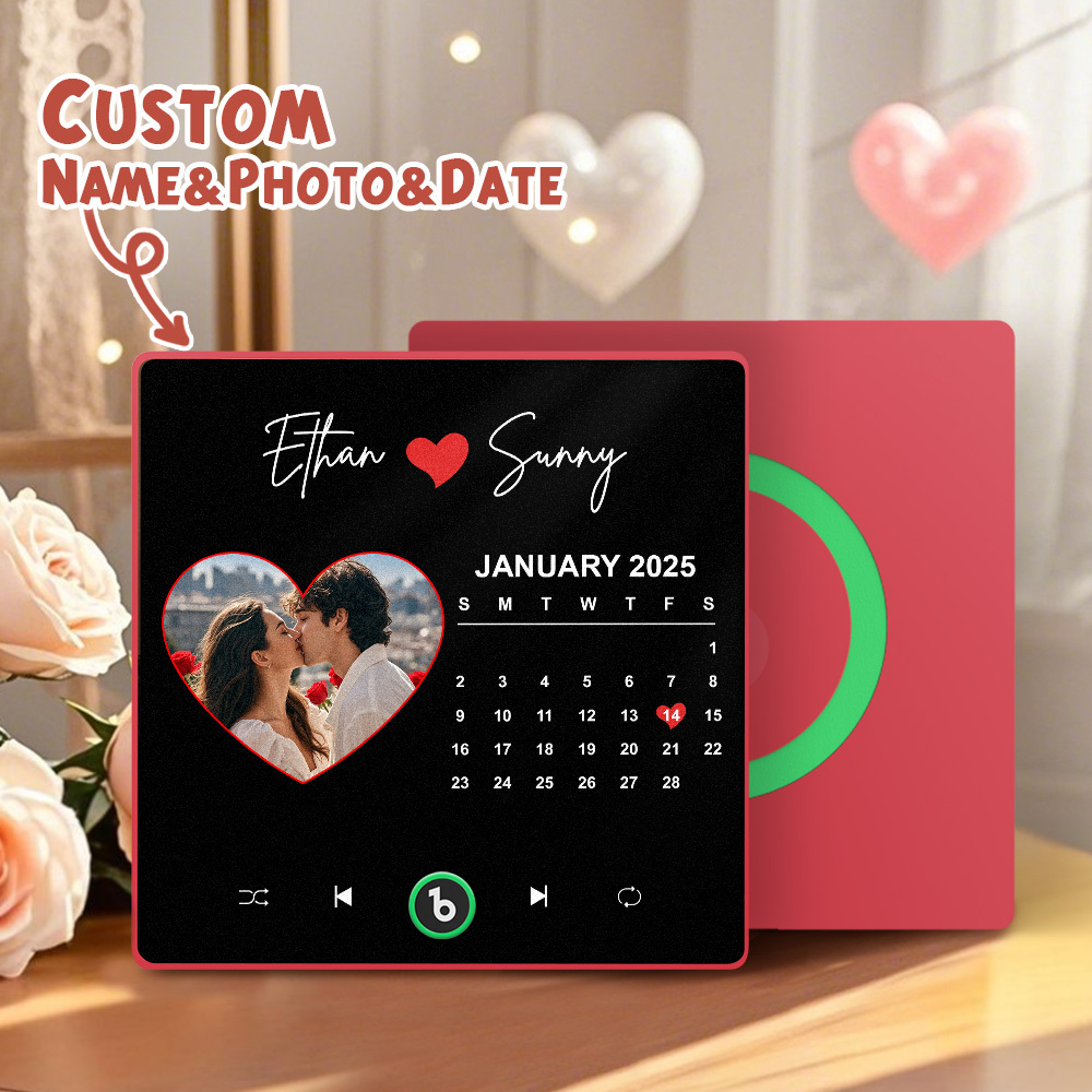 Personalized Photo Love Heart Calendar Music Fridge Magnet Anniversary Gift Custom Music Magnets Can Play Songs