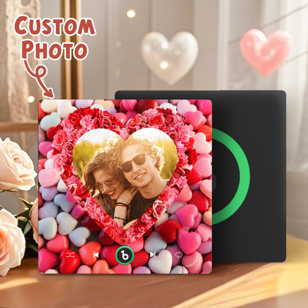 Personalized Rose Heart Music Fridge Magnet Valentine's Day Gifts Custom Music Magnets Can Play Songs