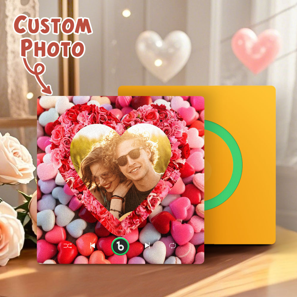 Personalized Rose Heart Music Fridge Magnet Valentine's Day Gifts Custom Music Magnets Can Play Songs