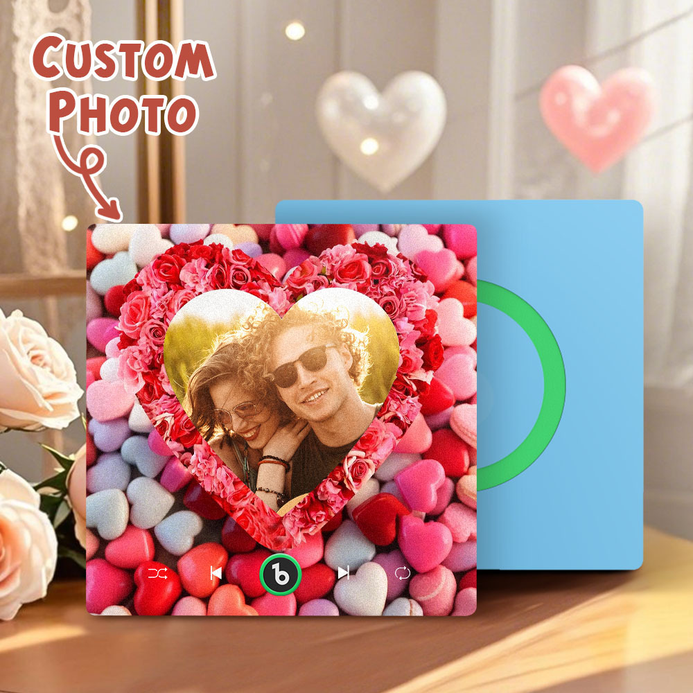 Personalized Rose Heart Music Fridge Magnet Valentine's Day Gifts Custom Music Magnets Can Play Songs