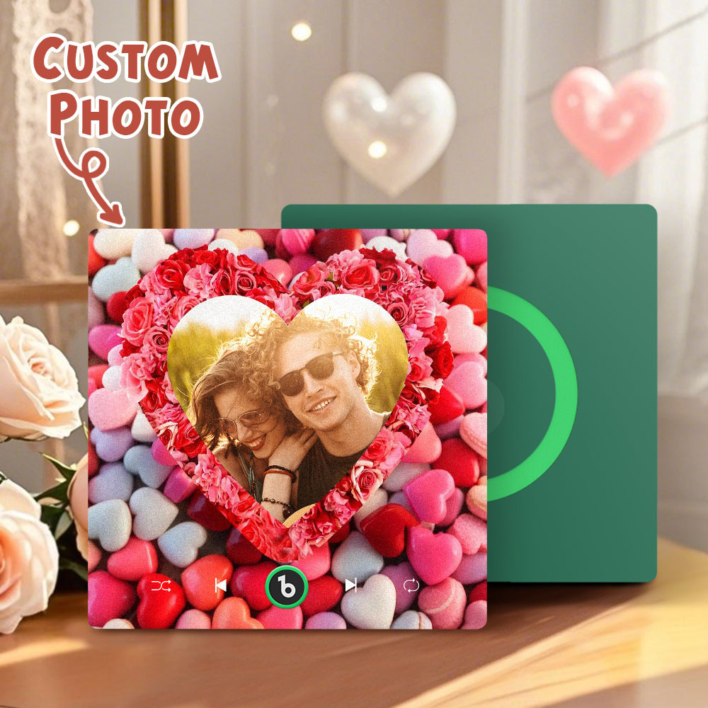 Personalized Rose Heart Music Fridge Magnet Valentine's Day Gifts Custom Music Magnets Can Play Songs