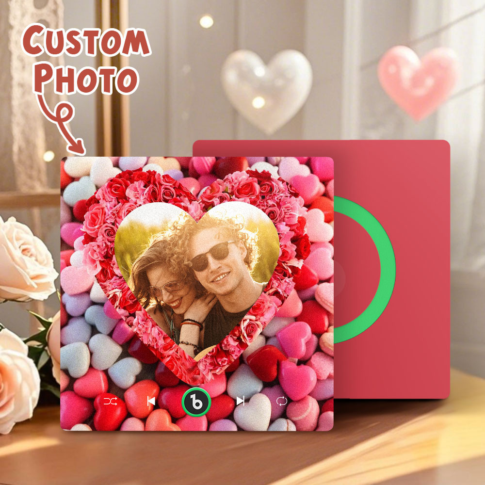 Personalized Rose Heart Music Fridge Magnet Valentine's Day Gifts Custom Music Magnets Can Play Songs