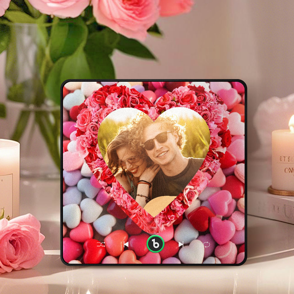 Personalized Rose Heart Music Fridge Magnet Valentine's Day Gifts Custom Music Magnets Can Play Songs