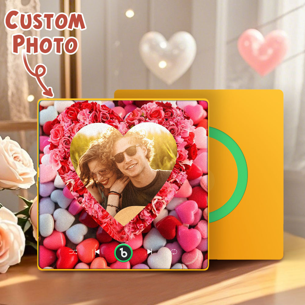 Personalized Rose Heart Music Fridge Magnet Valentine's Day Gifts Custom Music Magnets Can Play Songs