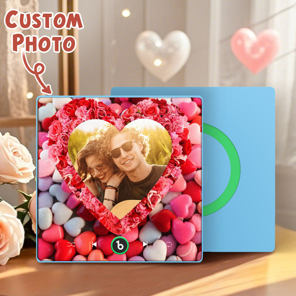 Personalized Rose Heart Music Fridge Magnet Valentine's Day Gifts Custom Music Magnets Can Play Songs