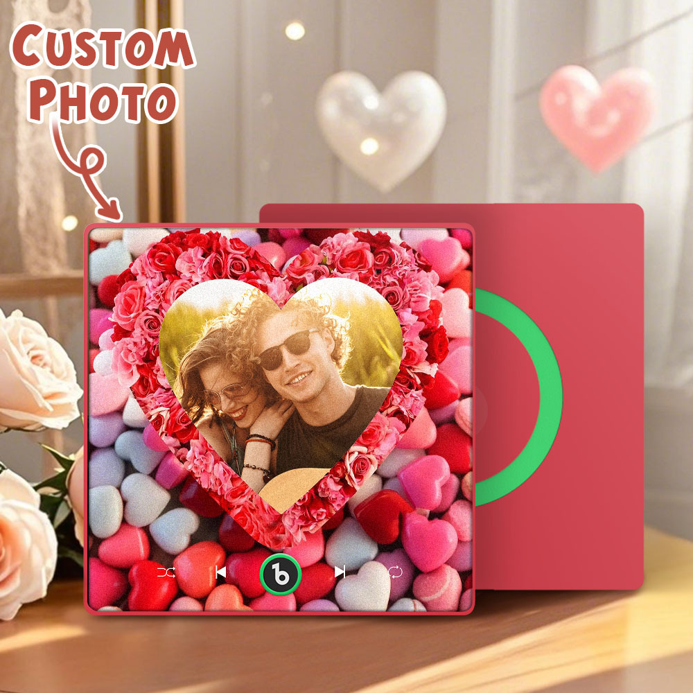 Personalized Rose Heart Music Fridge Magnet Valentine's Day Gifts Custom Music Magnets Can Play Songs