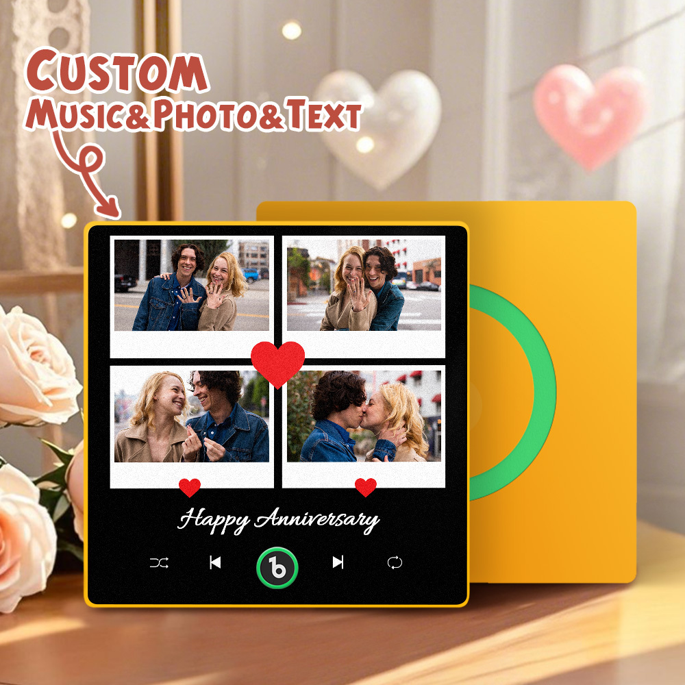 New 4.0 Upgrade Custom Music Fridge Magnet Colorful Frame Album Fridge Magnet Can Play Songs Gift for Couple Can Upload Your Music