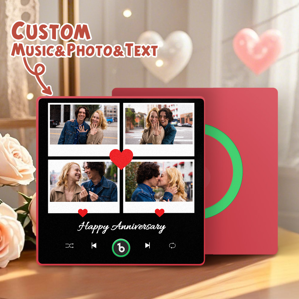 New 4.0 Upgrade Custom Music Fridge Magnet Colorful Frame Album Fridge Magnet Can Play Songs Gift for Couple Can Upload Your Music