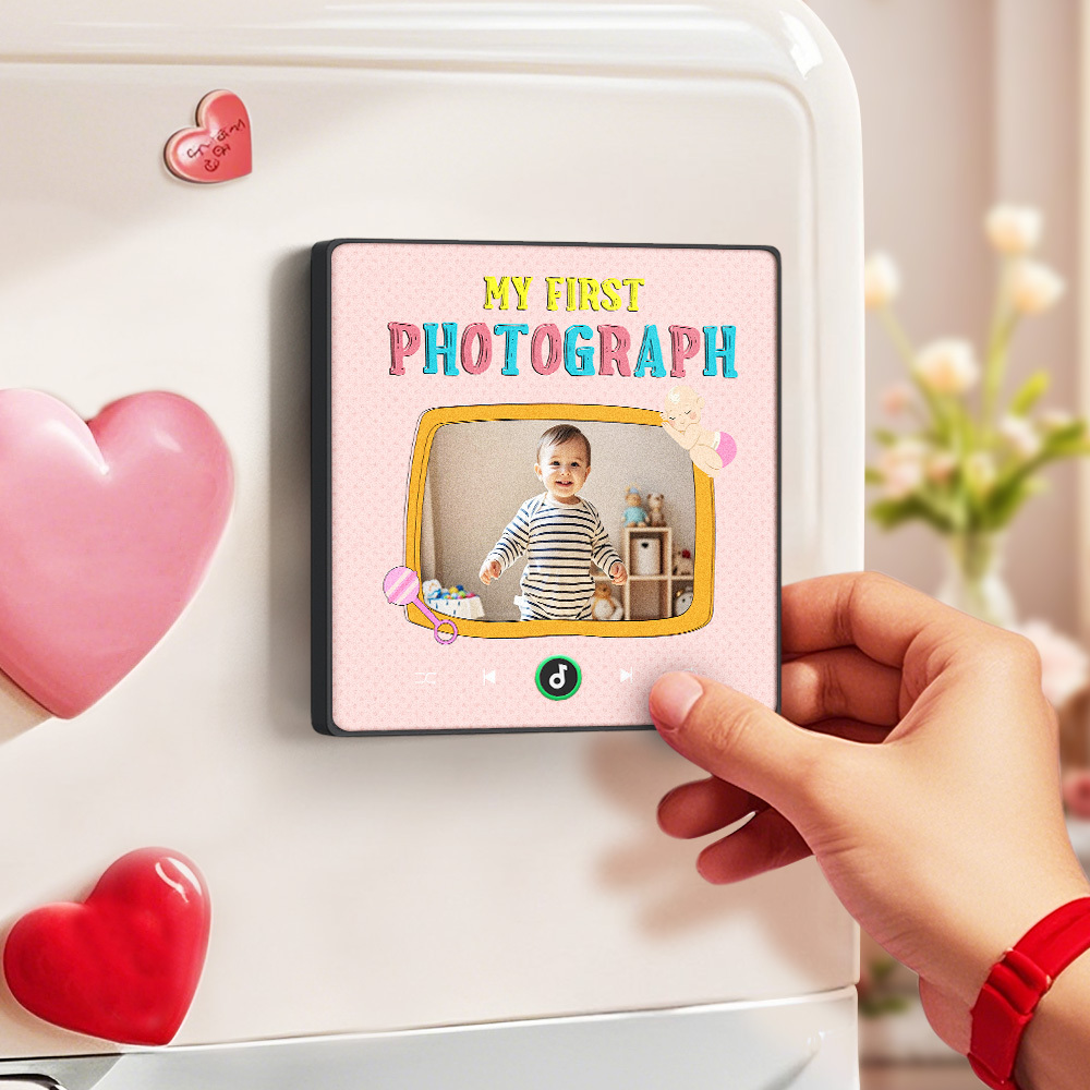 Personalized Music Fridge Magnet Baby's First Photograph Mother's day Gifts Custom Music Magnets Can Play Songs