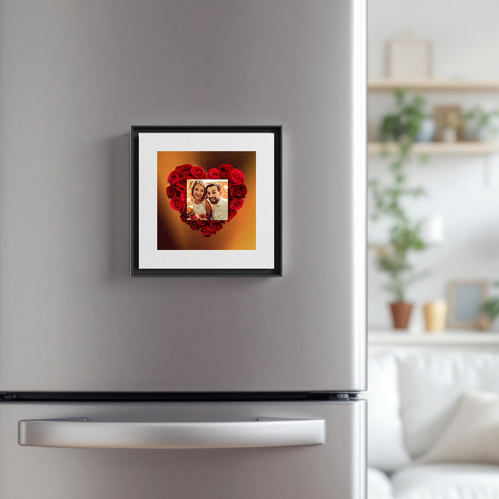 Custom Music & Photo Fridge Magnet Can Customize 1-6 Frame Art and Songs Rose Fridge Magnet