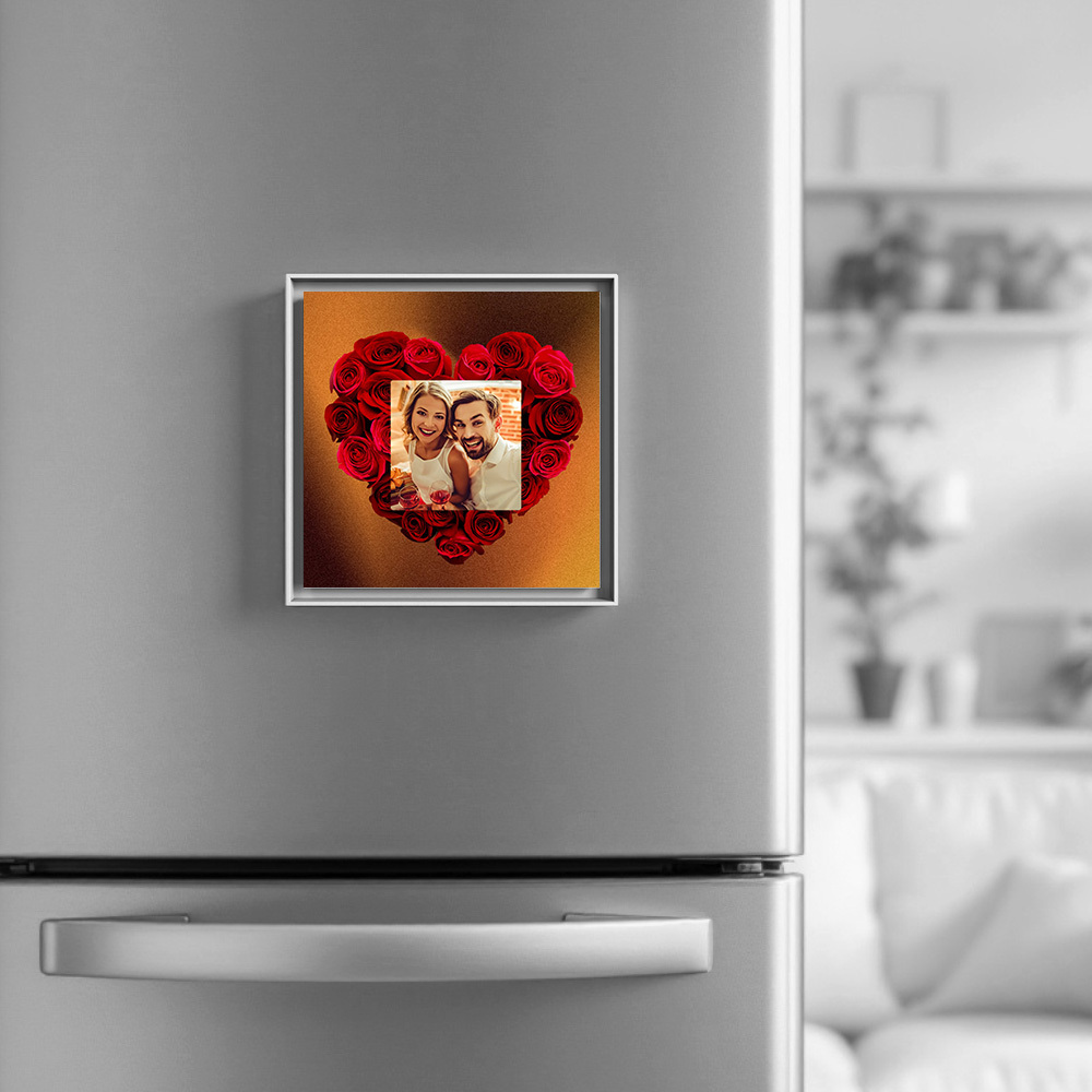 Custom Music & Photo Fridge Magnet Can Customize 1-6 Frame Art and Songs Rose Fridge Magnet