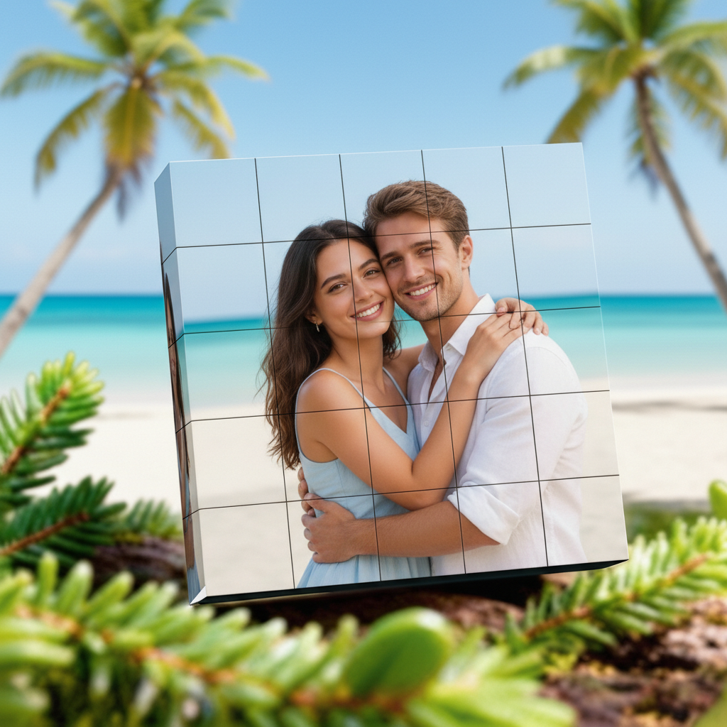 Custom Photo Magnetic Cube Puzzle, 6 Different Romantic Patterns, Personalized Creative Gift for Couples