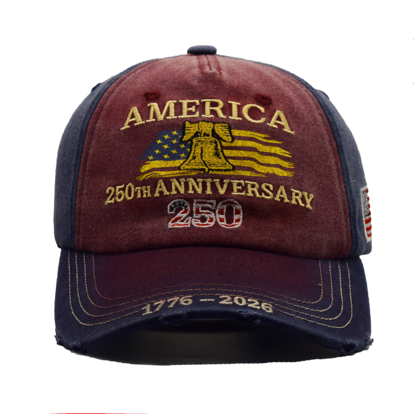 Adjustable Baseball Cap Celebrating The 250Th Anniversary of American Independence, Featuring a Distressed Patriotic Design
