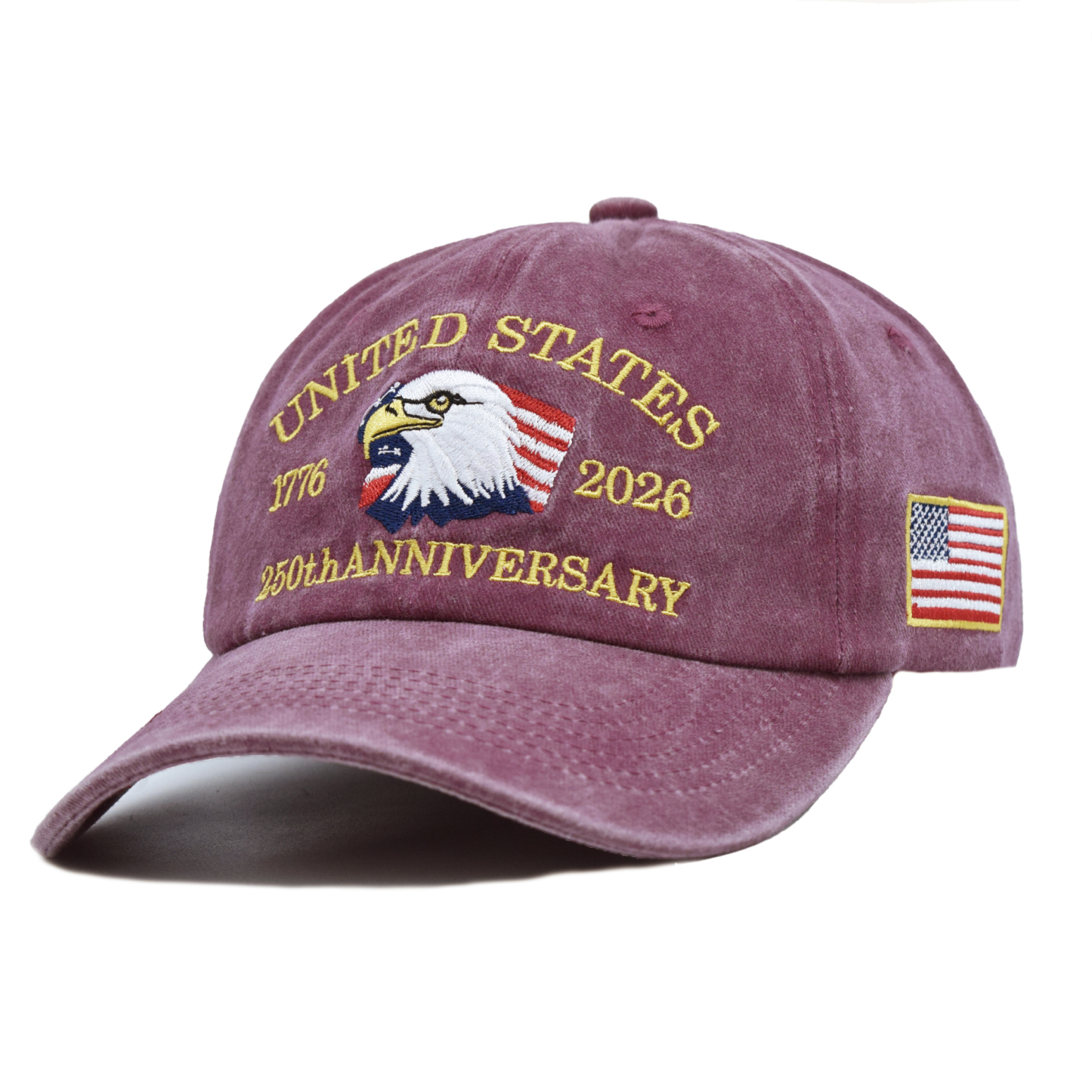 Adjustable Baseball Cap Celebrating The 250Th Anniversary of American Independence, Featuring a Distressed Patriotic Design