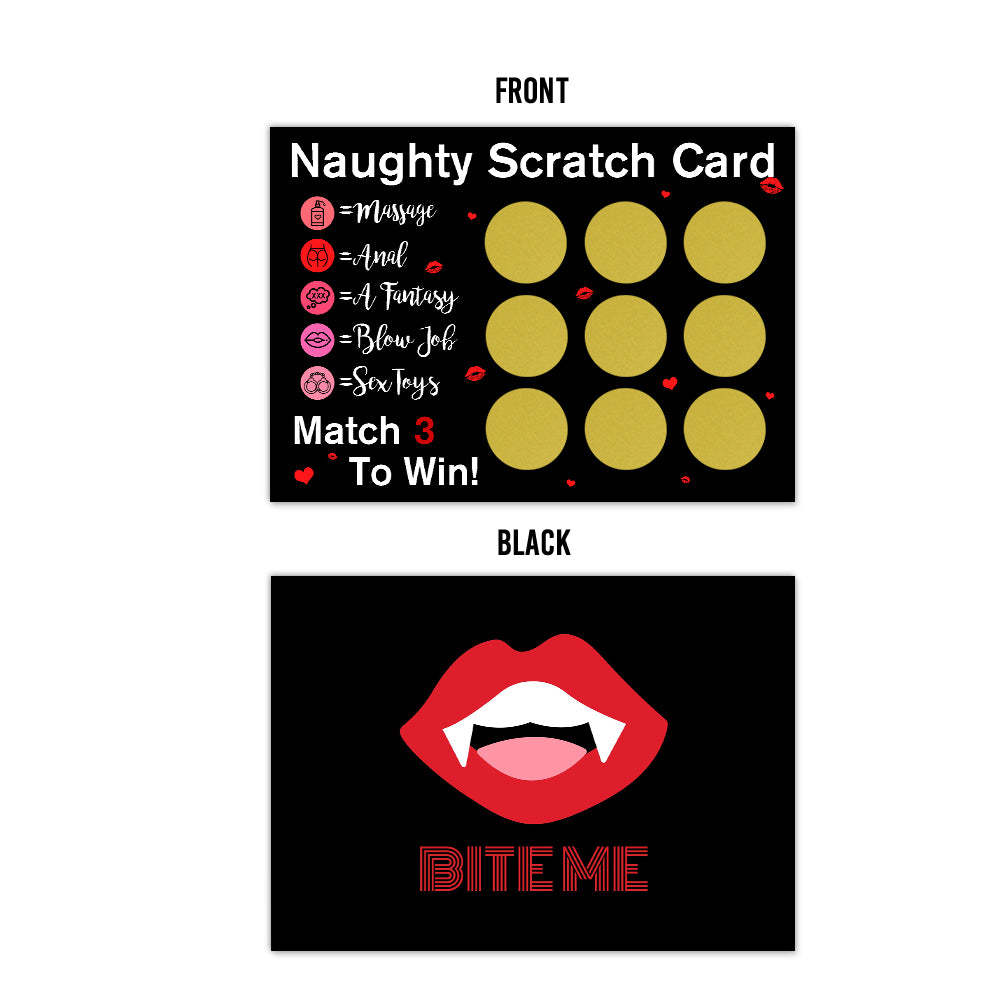 Valentine's Day Naughty Scratch Card Black Funny Scratch off Card Match 3 to Win Card