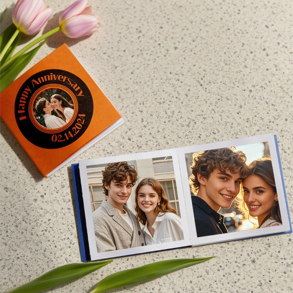 Custom Mini Photo Book 9-Photo Square Album Personalized Gift for Couples Birthday