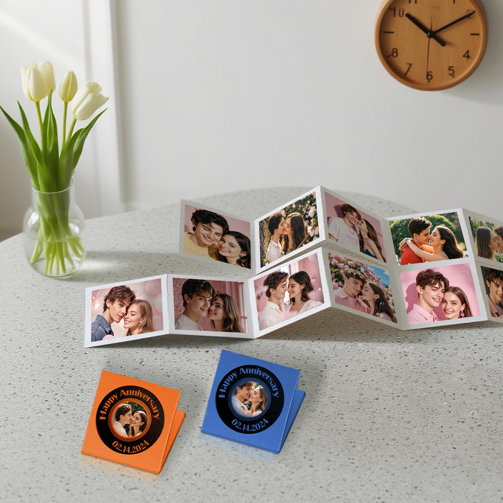 Custom Mini Photo Book 9-Photo Square Album Personalized Gift for Couples Birthday