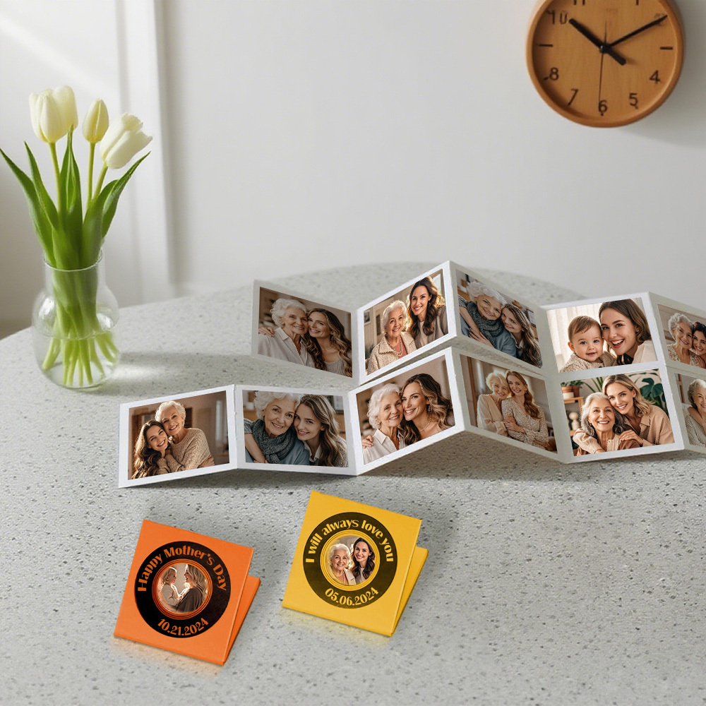 Custom Mini Photo Book 9-Photo Square Album Personalized Gift for Couples Birthday