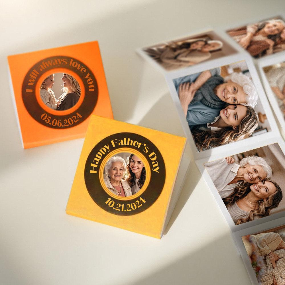 Custom Mini Photo Book 9-Photo Square Album Personalized Gift for Couples Birthday