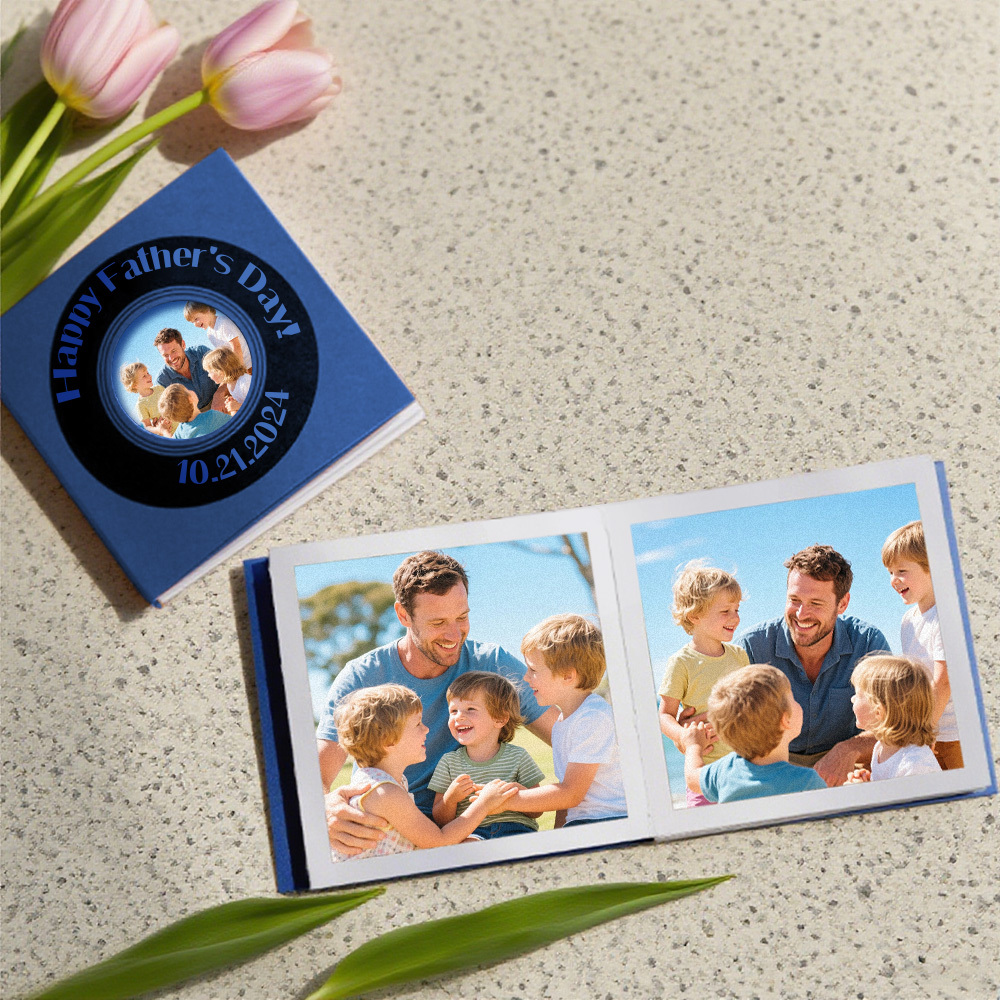 Custom Mini Photo Book 9-Photo Square Album Personalized Gift for Couples Birthday