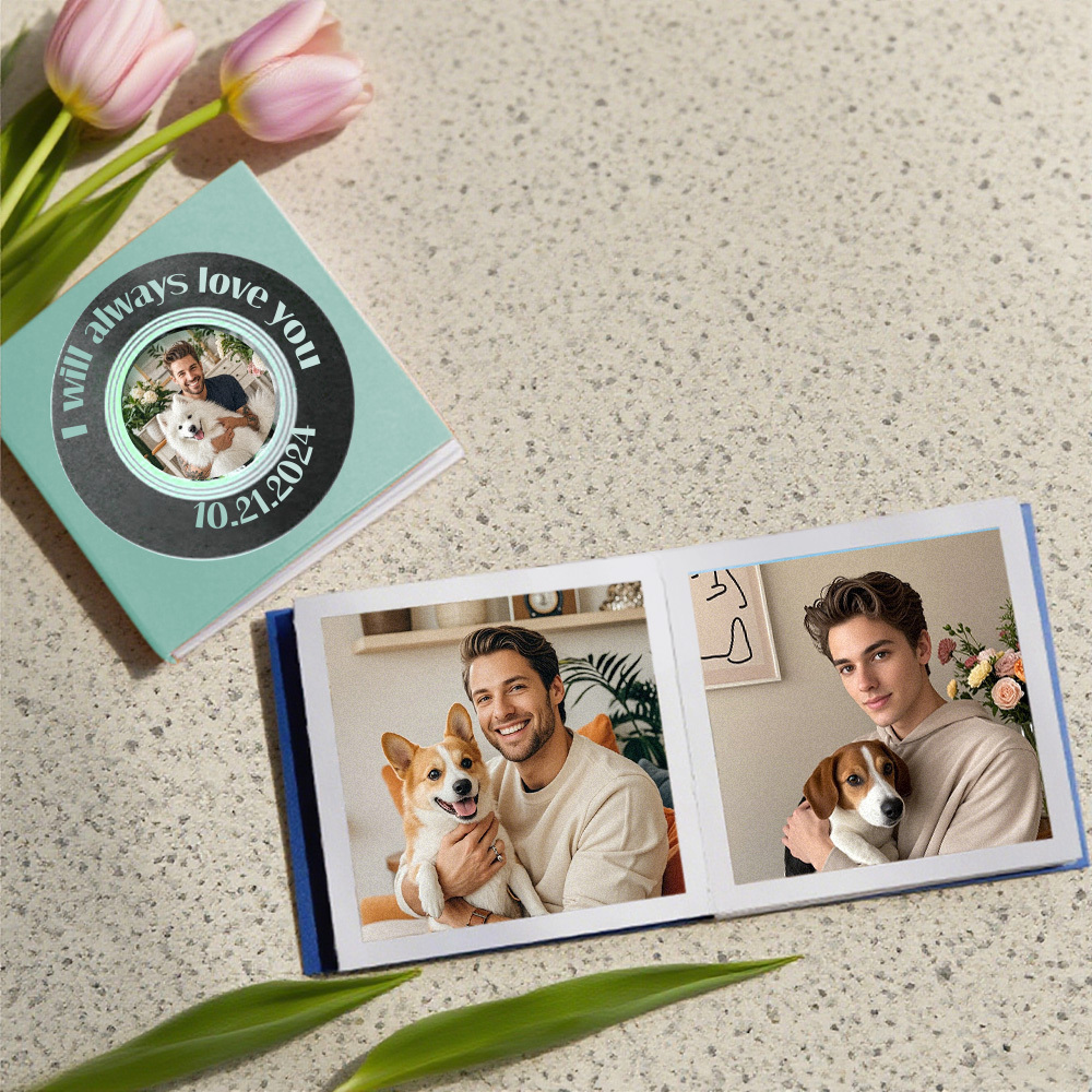 Custom Mini Photo Book 9-Photo Square Album Personalized Gift for Couples Birthday