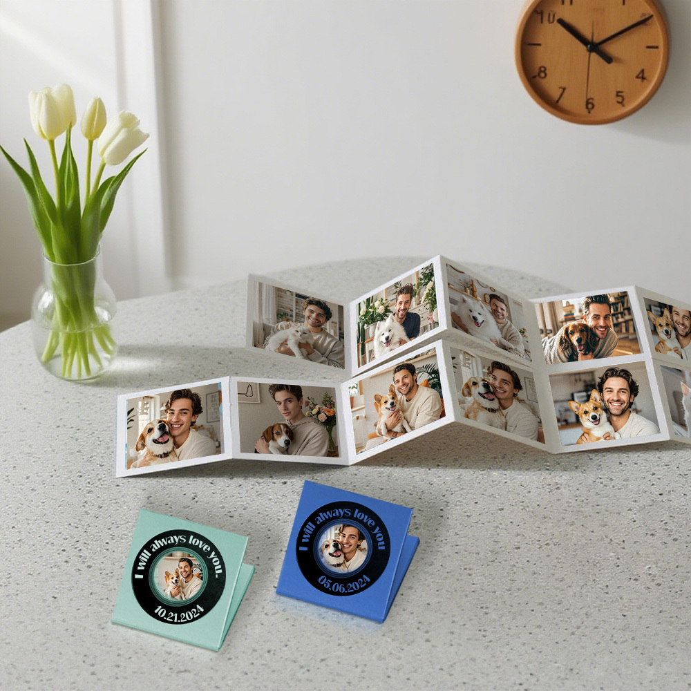 Custom Mini Photo Book 9-Photo Square Album Personalized Gift for Couples Birthday