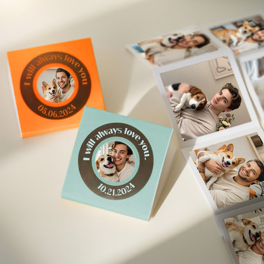 Custom Mini Photo Book 9-Photo Square Album Personalized Gift for Couples Birthday