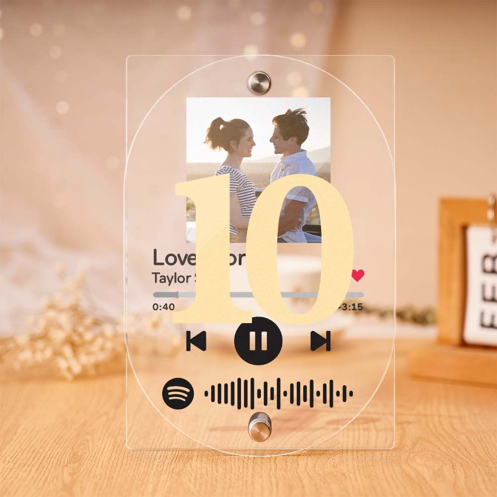 Scannable Spotify Code Acrylic Plaque Custom Photo Wedding Table Numbers Decor -