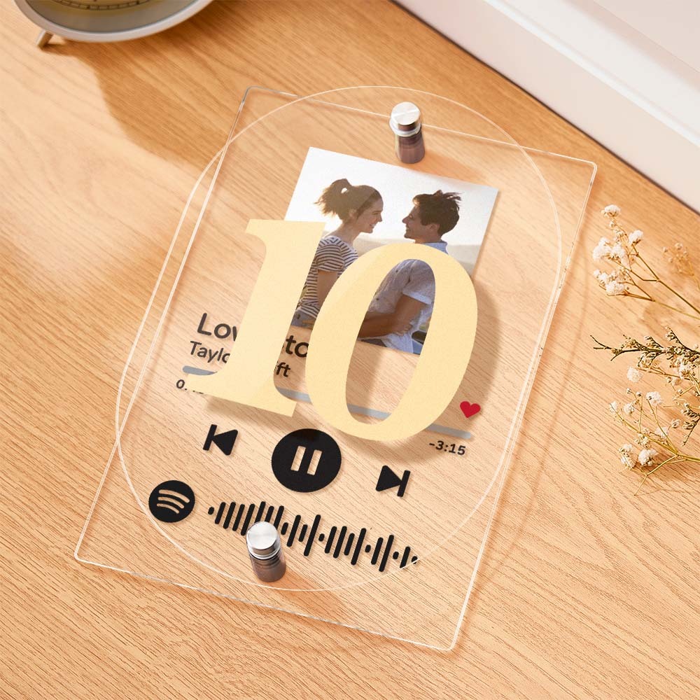 Scannable Spotify Code Acrylic Plaque Custom Photo Wedding Table Numbers Decor -