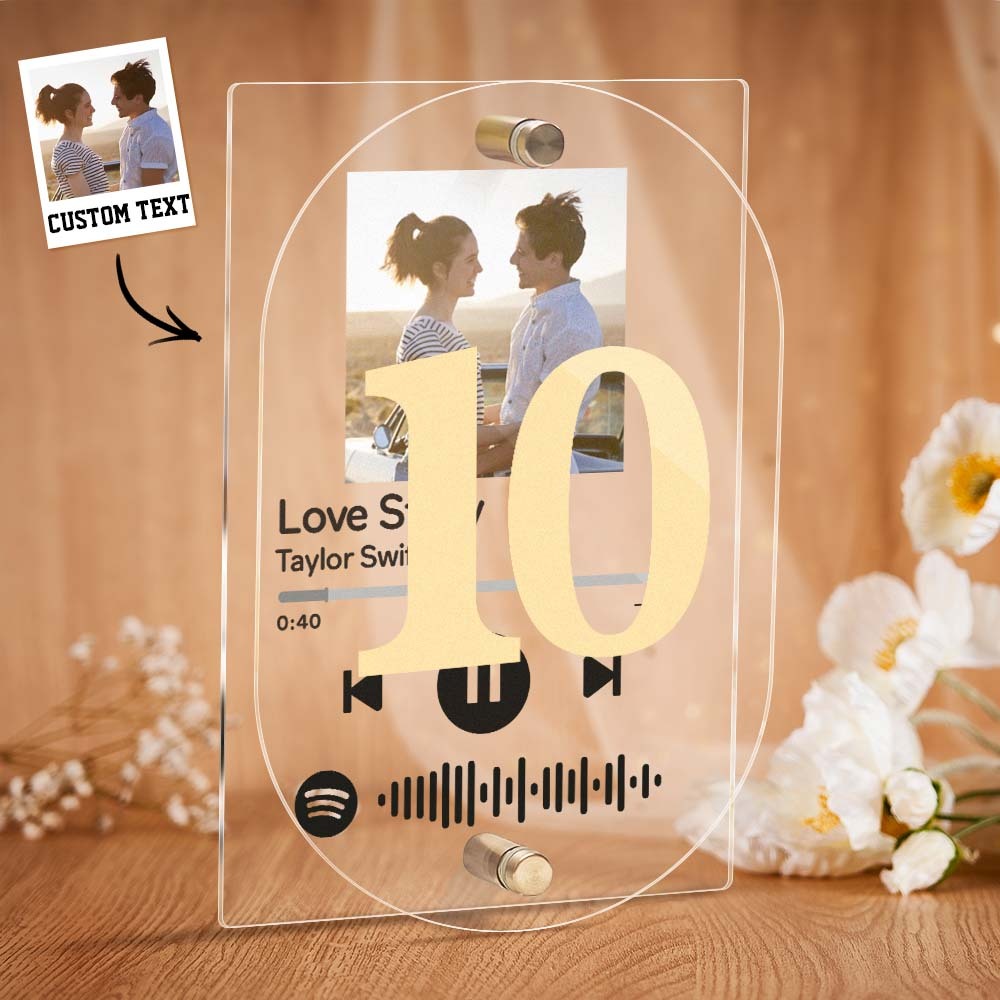 Scannable Spotify Code Acrylic Plaque Custom Photo Wedding Table Numbers Decor -