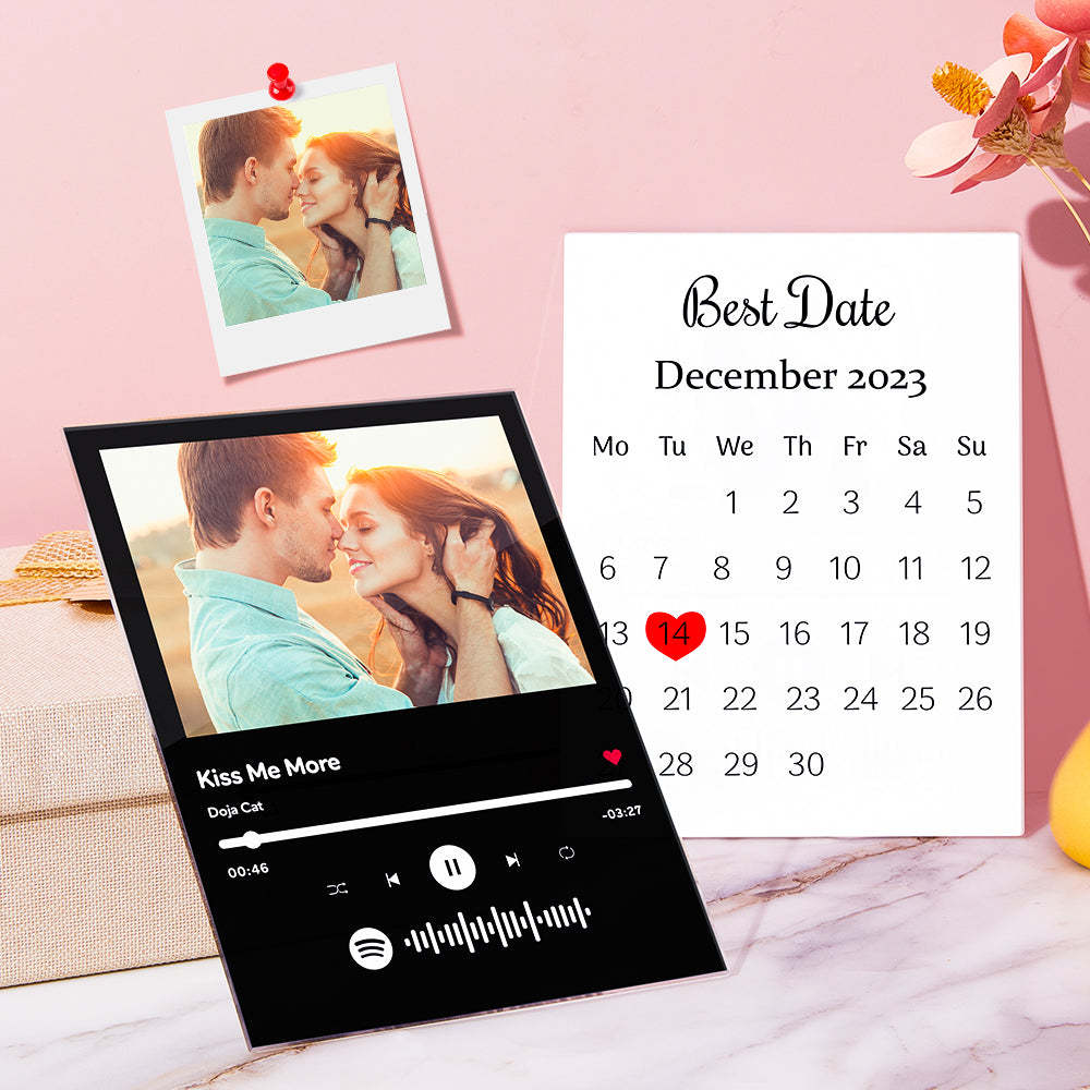 Custom Double Side Photo Calendar Plaque Custom Spotify Glass Plaque
