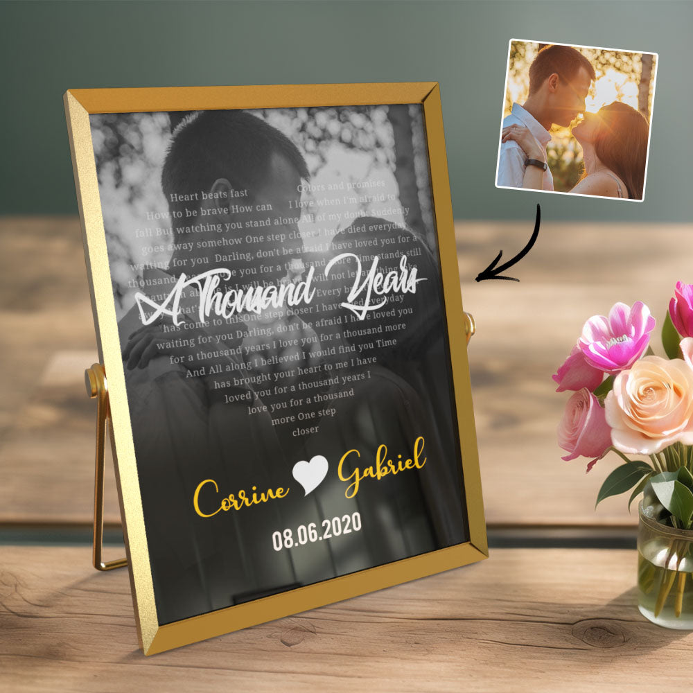 Custom Lyrics Desktop Photo Frame Custom Black/Gold Decoration Gift