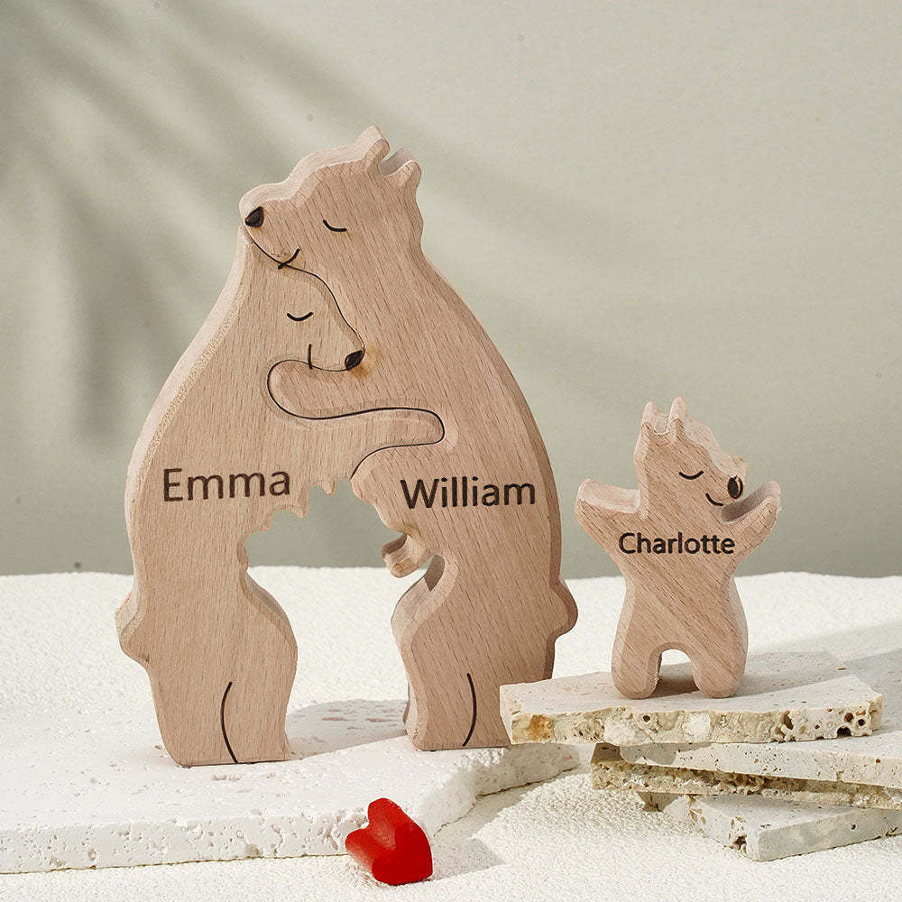 Wooden Bears Family Puzzle Custom Names Puzzle Home Decor Gifts -