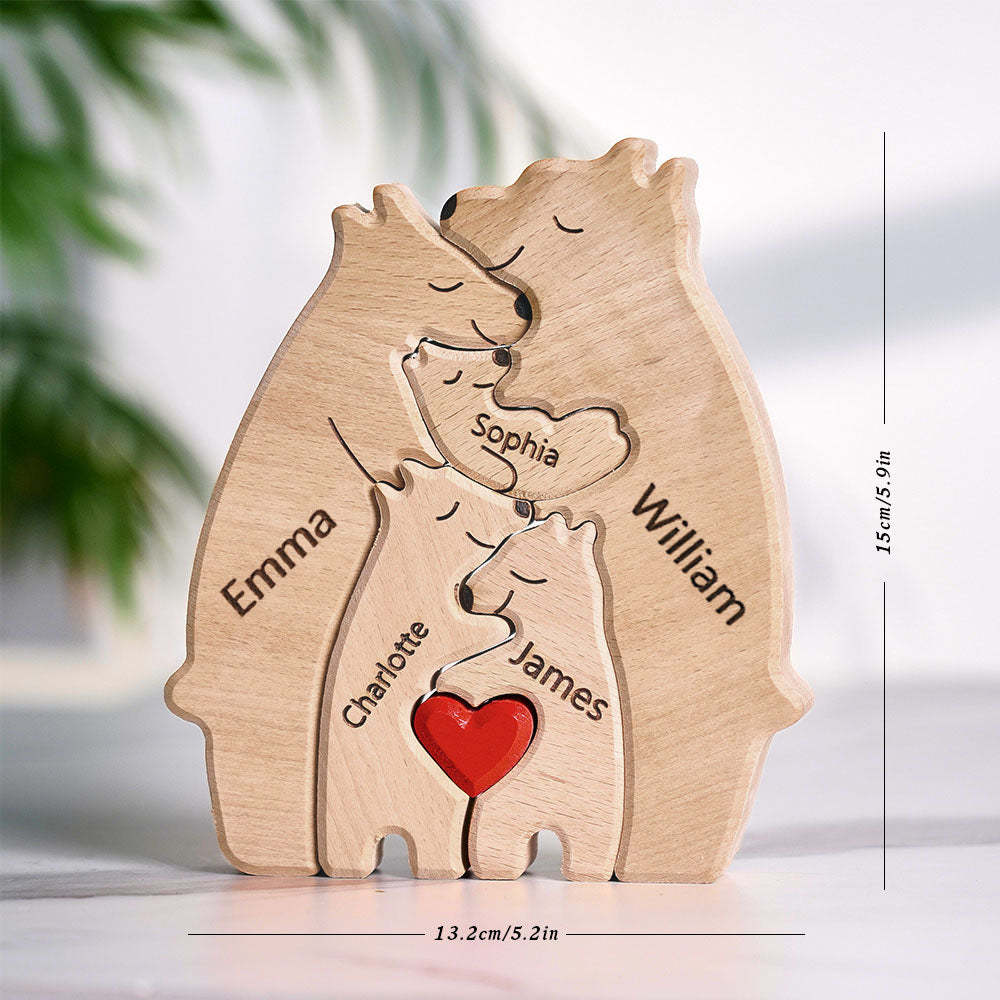 Wooden Bears Family Puzzle Custom Names Puzzle Home Decor Gifts -