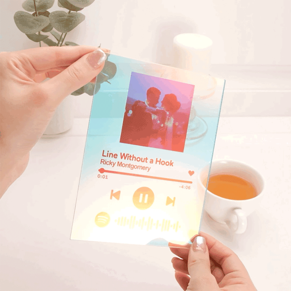 Personalized Photo Holographic Laser Plaque Custom Spotify Code Christmas Gift