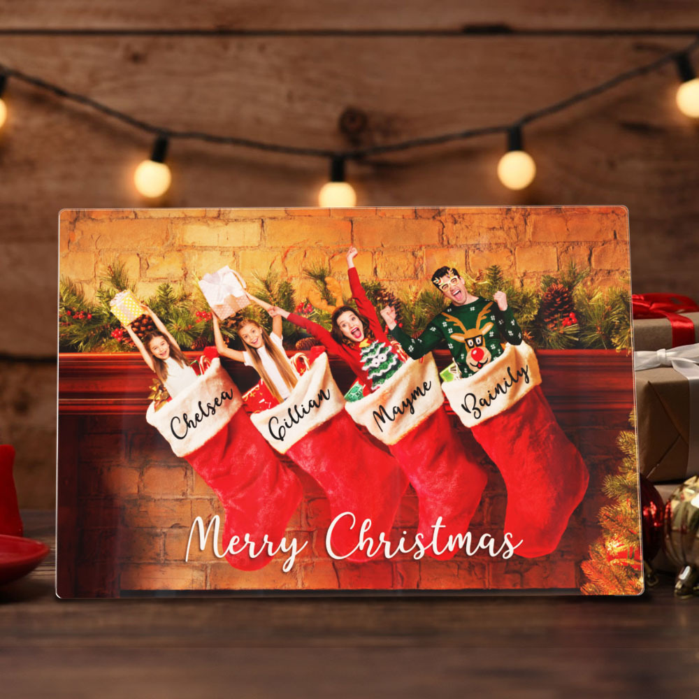 Funny Christmas Glass Family Stocking Stuffers Holiday Plaque Special Chrismas Gift -