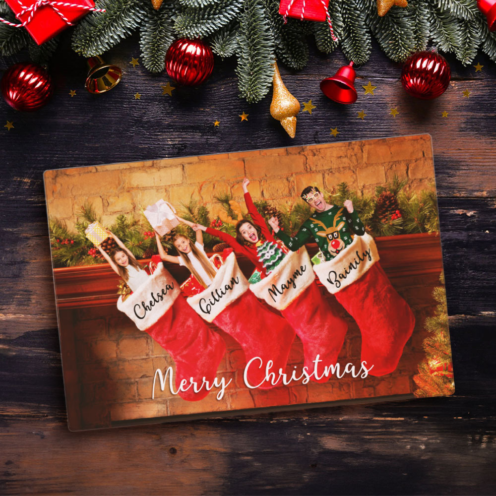 Funny Christmas Glass Family Stocking Stuffers Holiday Plaque Special Chrismas Gift -
