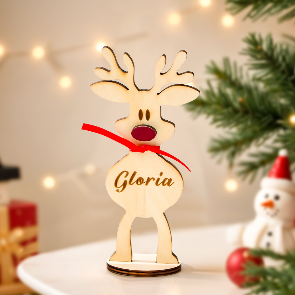 Personalised Freestanding Reindeer Family Christmas Decoration Place Names Setting Decoration