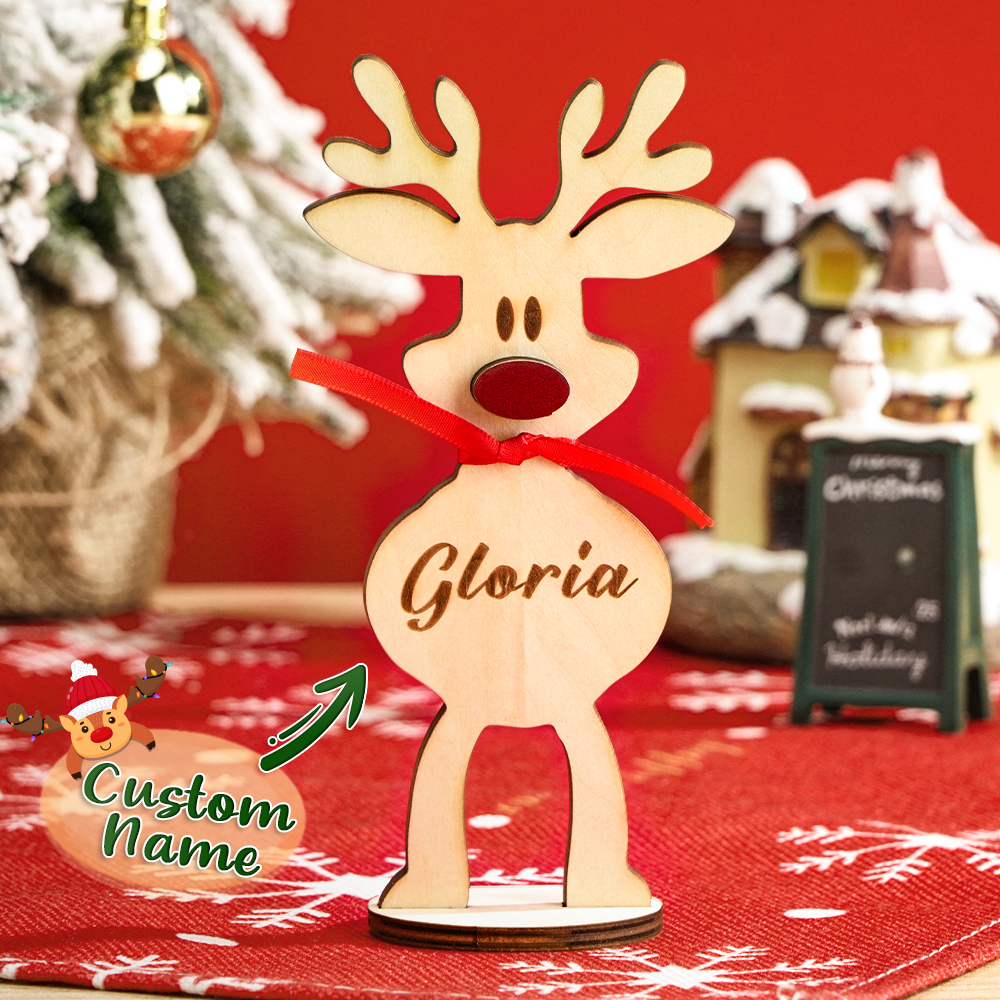 Personalised Freestanding Reindeer Family Christmas Decoration Place Names Setting Decoration