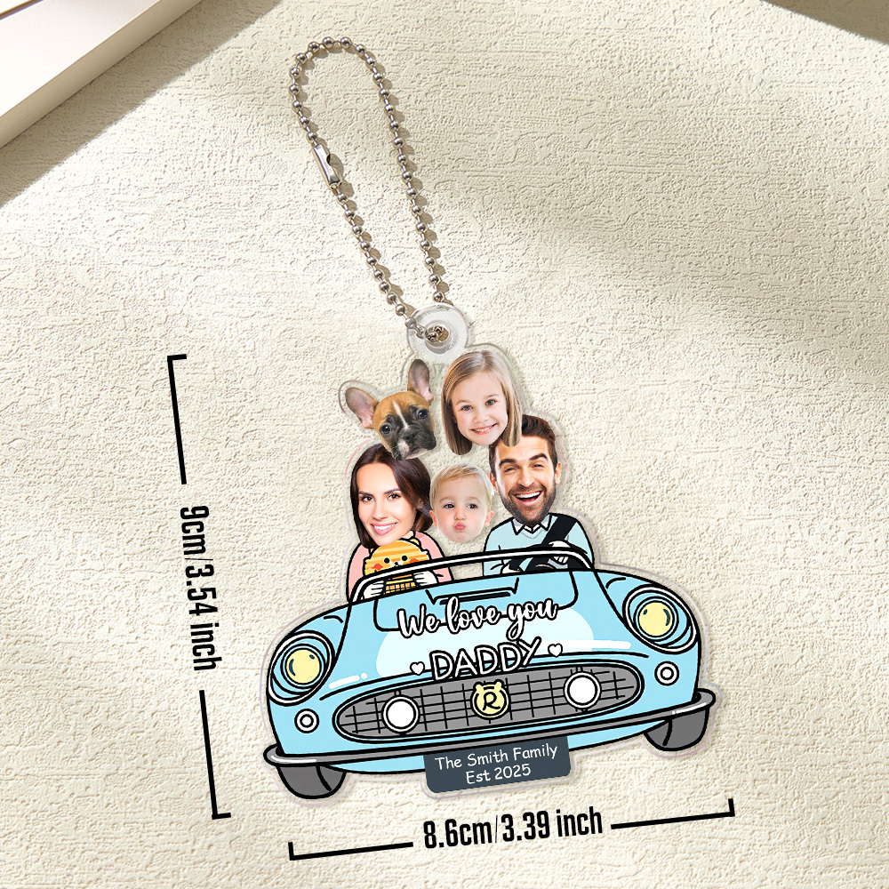 Father's Day Gifts Custom Photo Drive Safe Daddy Ornament for Car, Personalized Birthday Gift Idea for Daddy, Customized Funny Baby Picture Acrylic Hanger