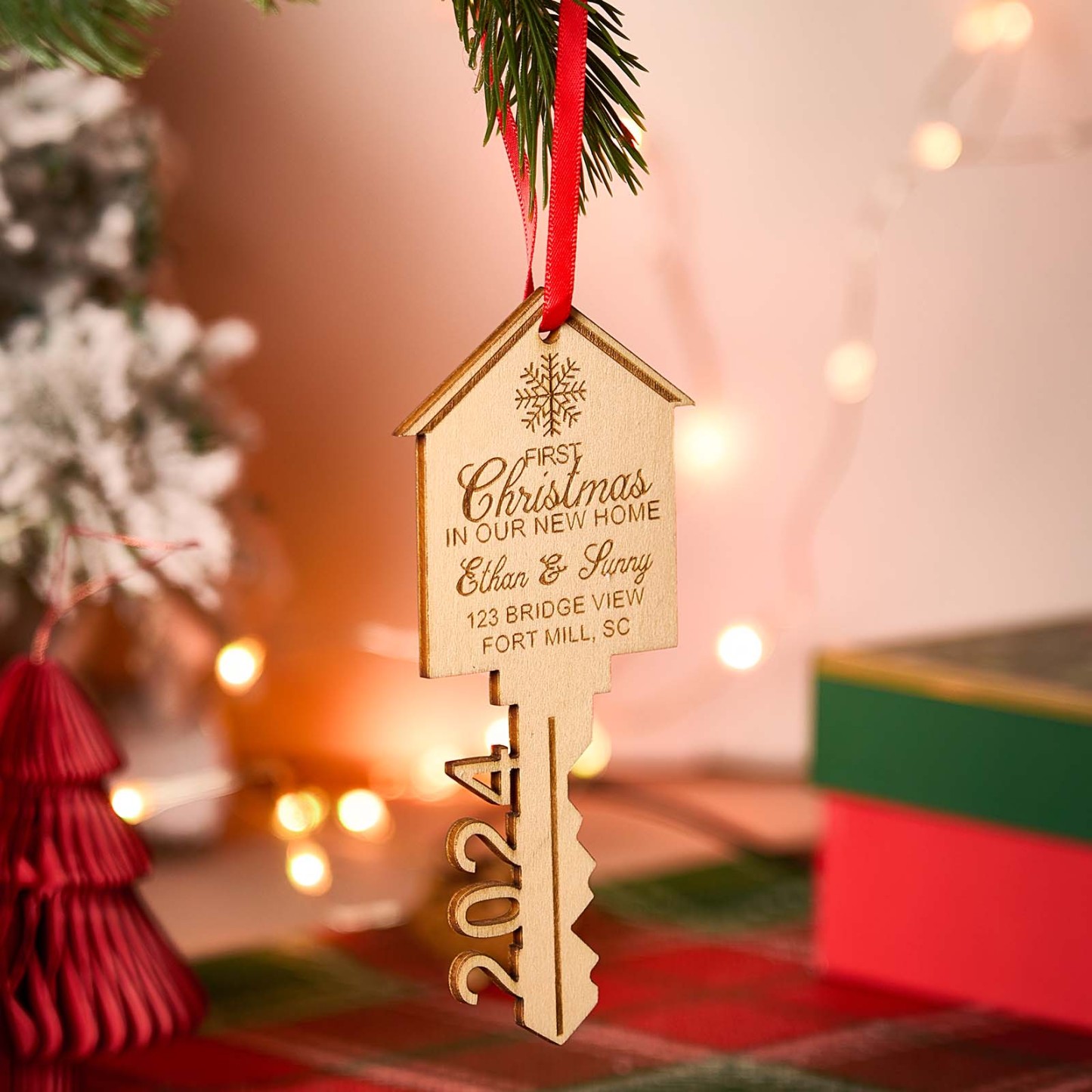 Personalied Our First Home Ornament Christmas Key Ornament Our First Christmas in Our New Home Wooden Ornament