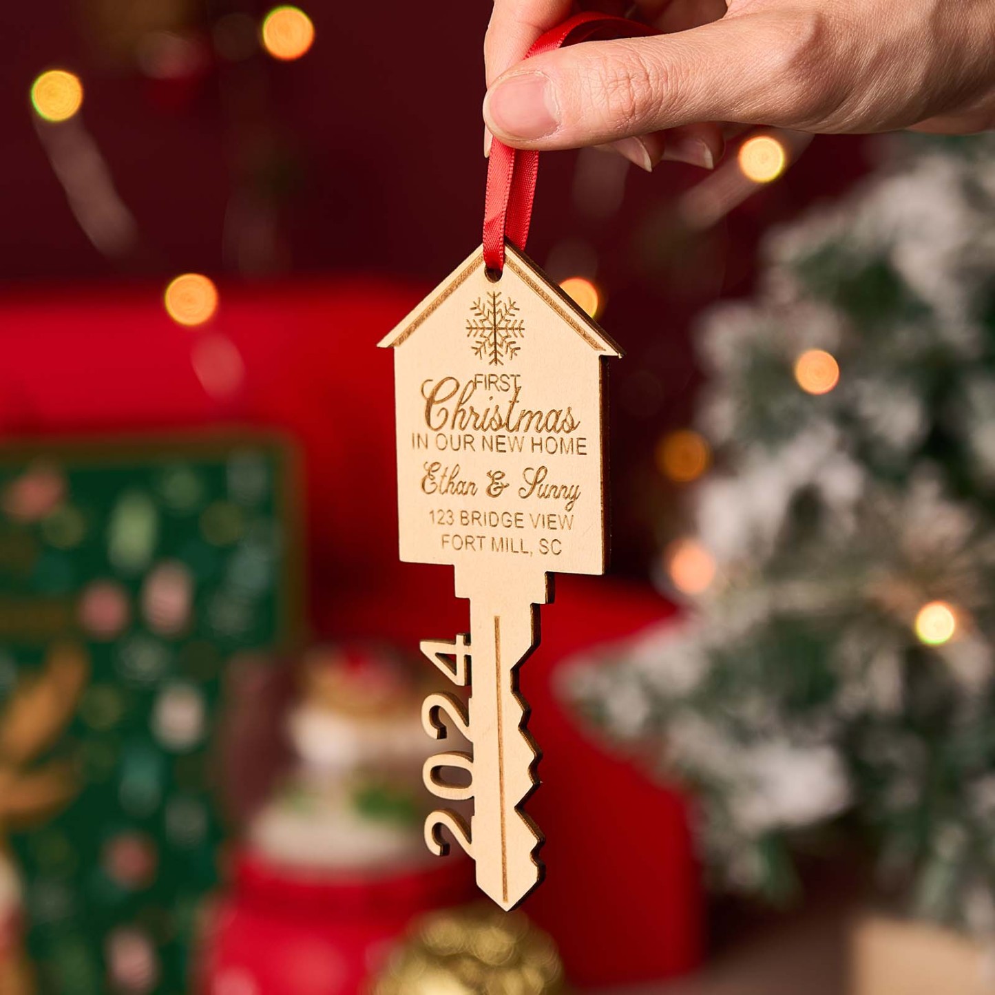 Personalied Our First Home Ornament Christmas Key Ornament Our First Christmas in Our New Home Wooden Ornament