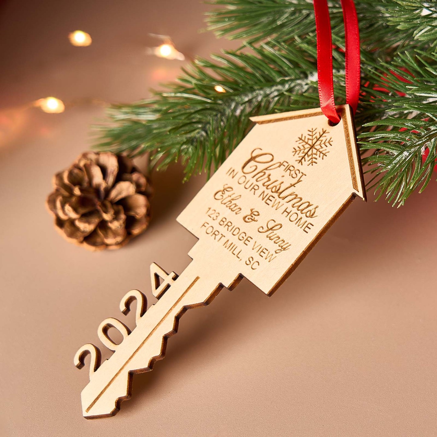 Personalied Our First Home Ornament Christmas Key Ornament Our First Christmas in Our New Home Wooden Ornament