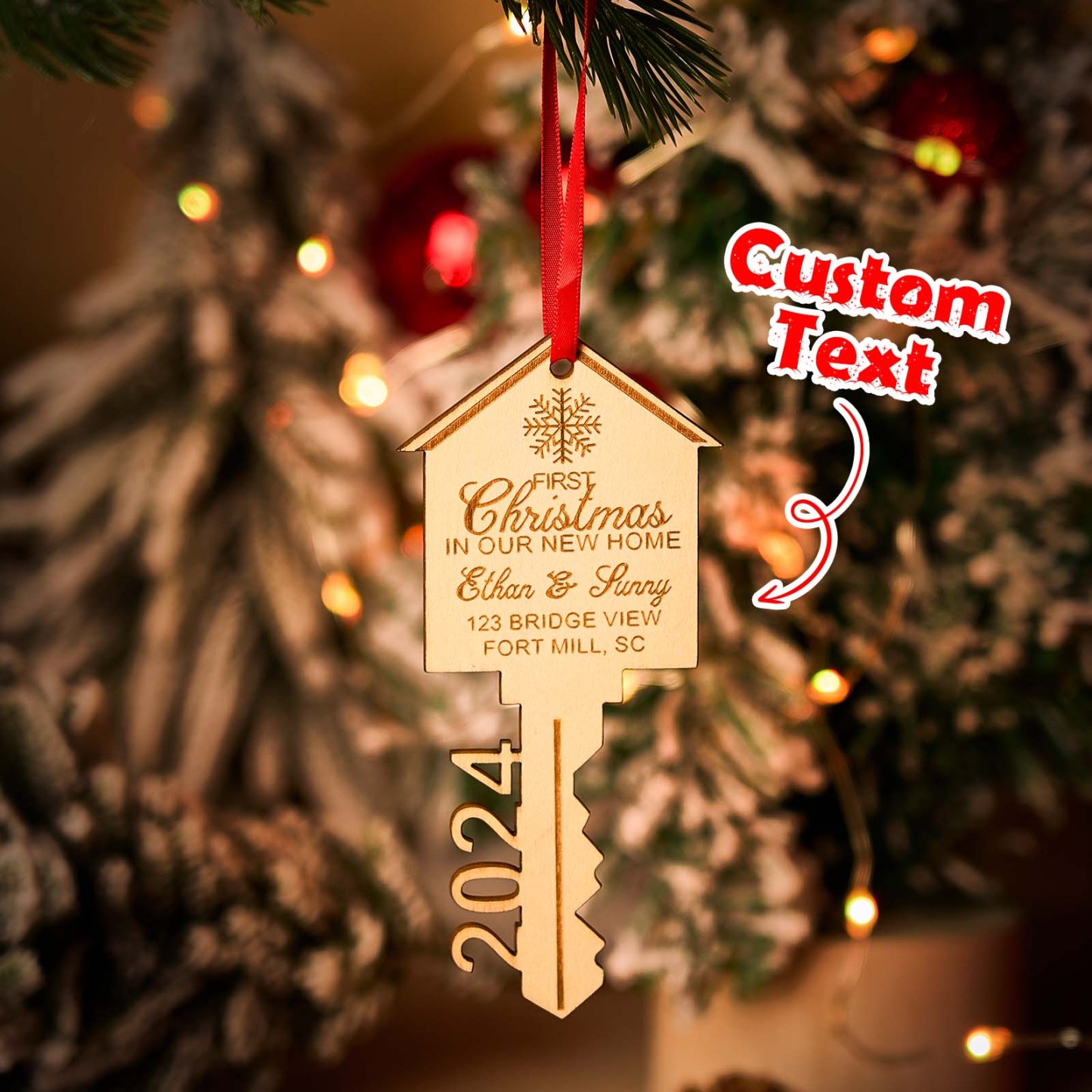Personalied Our First Home Ornament Christmas Key Ornament Our First Christmas in Our New Home Wooden Ornament