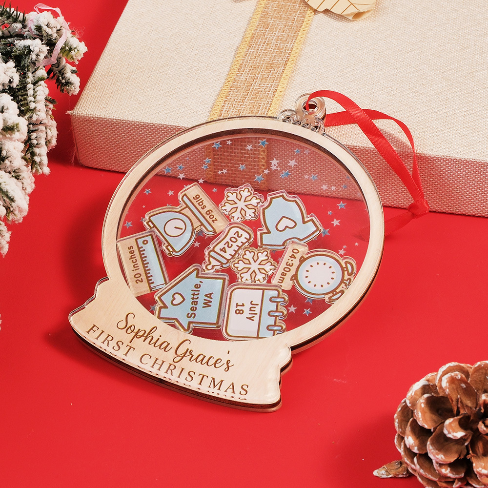 Personalized Baby's First Christmas Ornament 4D Shake Babies Ornament Baby Shower Gift Christmas Gifts