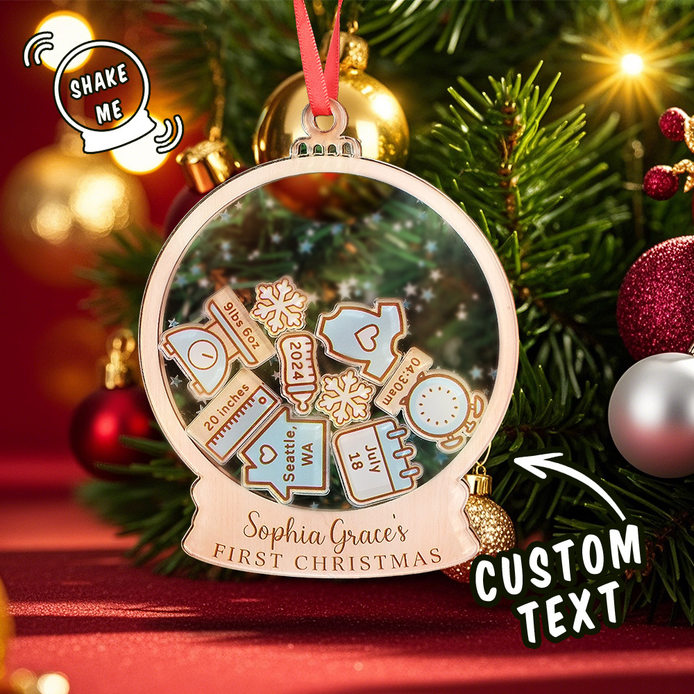 Personalized Baby's First Christmas Ornament 4D Shake Babies Ornament