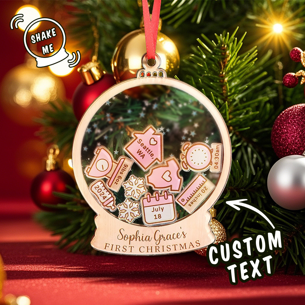 Personalized Baby's First Christmas Ornament 4D Shake Babies Ornament Baby Shower Gift Christmas Gifts